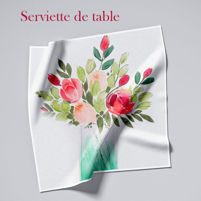 vue-serviette-de-table-bouquet de roses